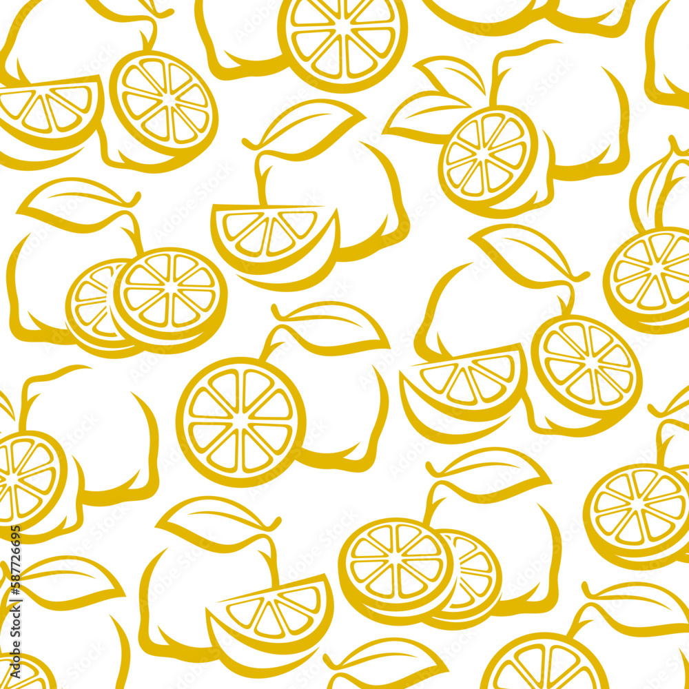 Wall mural Lemon pattern background set. Collection icon lemons. Vector