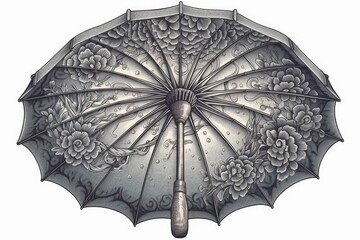 colorful umbrella adorned with blooming flowers. Generative AI
