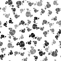 Black Healthy fruit icon isolated seamless pattern on white background. Vector