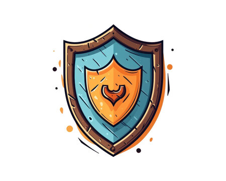 Shield on a white background. Vector illustration in cartoon style.