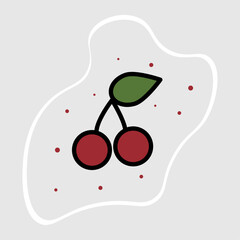 Cherry sticker. Vector illustration design , isolated sticker. Sticker for merch and packaging.