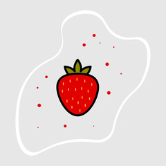 Strawberry sticker. Vector illustration design , isolated sticker. Sticker for merch.