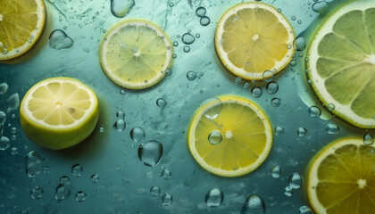 sliced of lemon in water