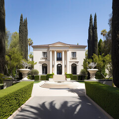 Luxury House with driveway, generative ai