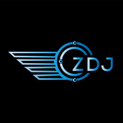 ZDJ letter logo. ZDJ blue vector image on black background. ZDJ technology Monogram logo design and best business icon.	
 - obrazy, fototapety, plakaty