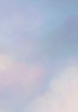 Aesthetic angelic oil paint blue sky with white clouds illustration background