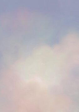 Aesthetic angelic oil paint blue sky with white clouds illustration background
