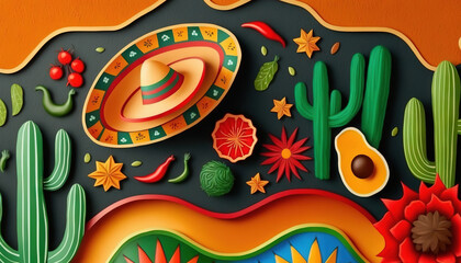 Cinco de mayo holiday background with copy space for text generative ai