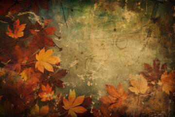 textured background with fallen autumn leaves. Generative AI