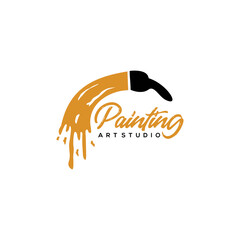 painting studio logo design using painting brush symbol