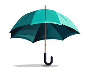 Blue umbrella isolated on white background. Vector illustration.