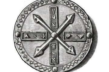 silver coin with a cross on it, potentially from a historical or religious context. Generative AI