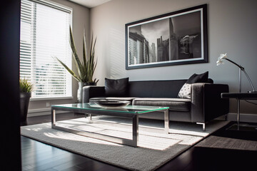 Interior design, modern style living room - ai generative