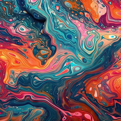 Abstract Psychedelic Texture with Vibrant Colors and Patterns
