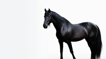 animal on the white Background black horse generative ai