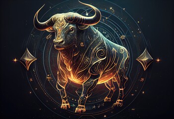 luxury Bull zodiac sign. Generative AI. - obrazy, fototapety, plakaty