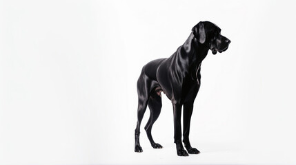 animal on the white Background black dog Great Dane generative ai