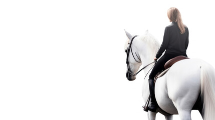 animal on the white Background beautiful_girl riding horse generative ai