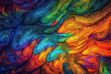 Poster Mélange de couleurs Abstract Psychedelic Texture with Vibrant Colors and Patterns 