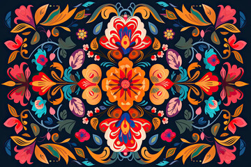 Mexican flower traditional pattern background. Mexican ethnic embroidery decoration ornament