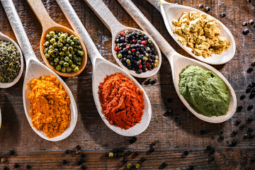 Composition with assortment of spices and herbs