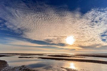Traumhafte Abendstimmung über der Nordsee auf der Nordfriesischen Insel Föhr