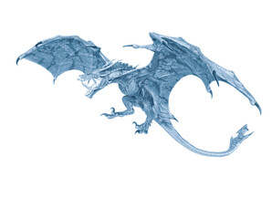 Fototapeta premium dragon is attacking on white background side view