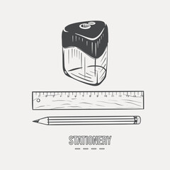 Sketch stationery set hand drawn vector eps 10