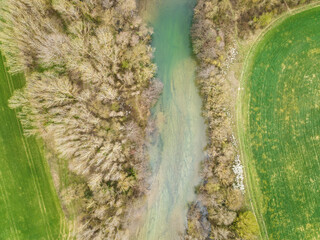 Irati River as it passes through the Longuida Valley. Top view