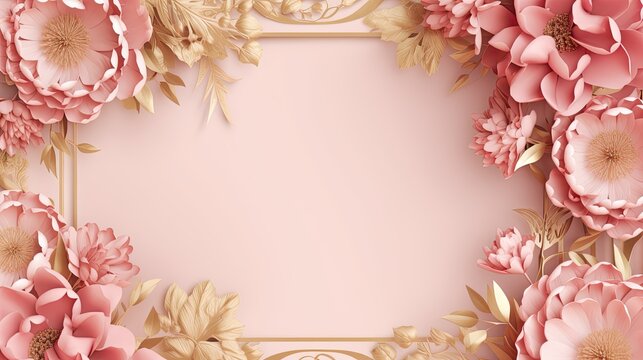 Gorgeous glamour floral frame. Unique decoration, wedding card, ceremony, celebrate or fashion design. Created using Generative AI technology
