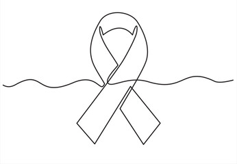 Continuous one line logo design charity badge ribbon vector illustration concept