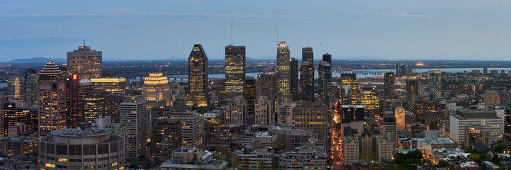View of Montreal skyline from Belvedere Kondiaronk, Montreal, Canada