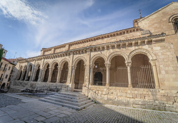 Romanesque arches of the church of San Millan in the town of Segovia. Spain