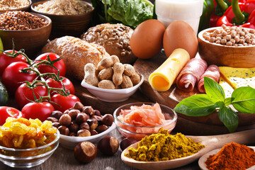 Assorted organic food products on the table