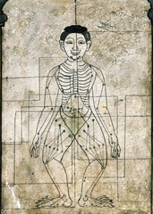Thai massage acupressure points on wall mural in Wat Pho, Bangkok © Ivan Okyere-Boakye