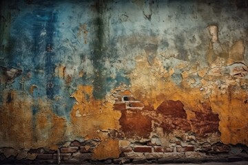 Illustration of an aged wall with chipped paint and texture. Generative AI