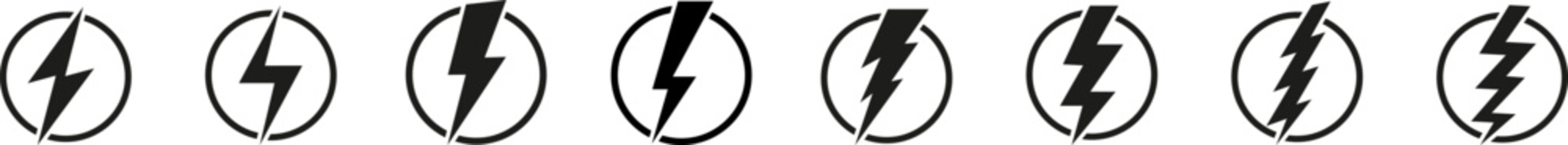  Lightning bolt vector icon. Electric power icon. Flash lightning sign. Vector collection.  EPS 10
