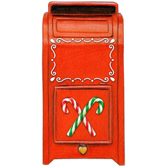watercolor hand drawn post box