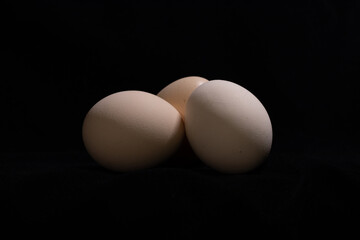 Eggs on the black background