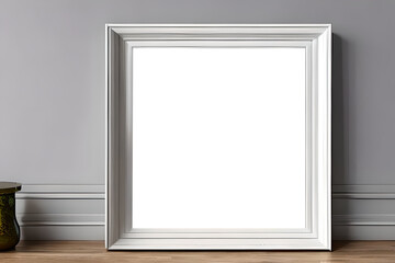 A mockup simple photo frame at the table. Generative Ai.