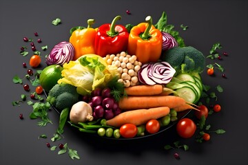 Fototapeta na wymiar This image depicts an abundance of colorful, healthy vegetables, representing a healthy diet
