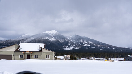 Flagstaff, Arizona with the Humphreys Peak in the back.
