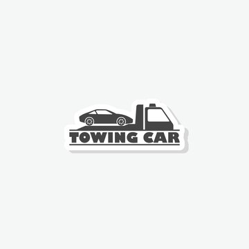 Towing truck evacuation service sticker icon