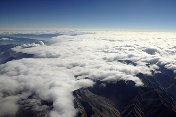 Above the clouds, areal photo of earth