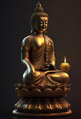 Fototapeta premium Buddha statue, Oil Painting, Generative AI