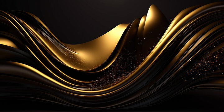 3D abstract wallpaper. Three-dimensional dark golden and black background. Black and gold background. golden wallpaper