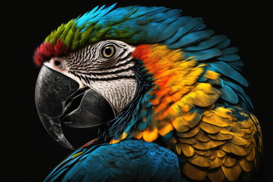 portrait of a colorful parrot isolated. Generative AI