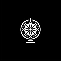 Simple illustration of fortune roulette icon for web design isolated on black background