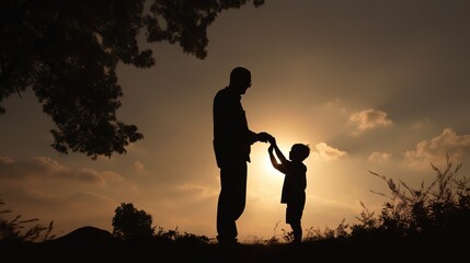 Fototapeta na wymiar Father's Day - Father with his child, Generative ai