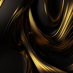 3D abstract wallpaper. Three-dimensional dark golden and black background. Black and gold background. generative ai. golden wallpaper